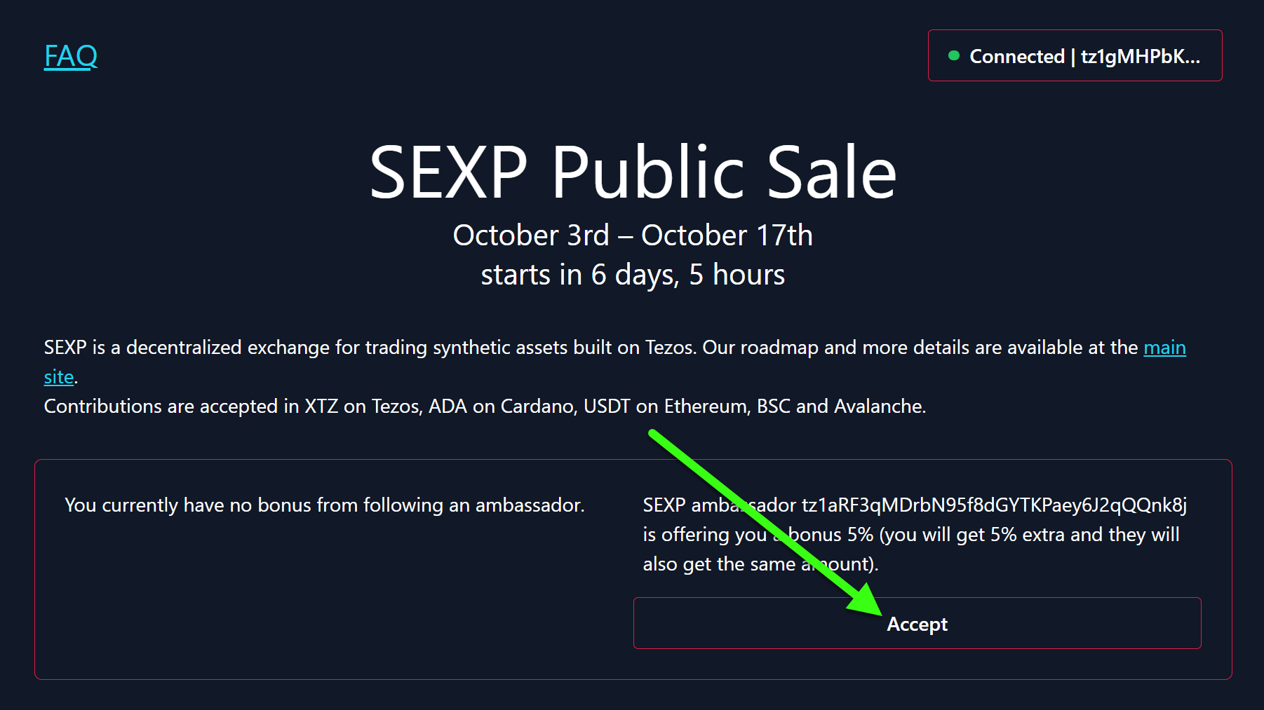 SEXP Public Sale Referral dApp