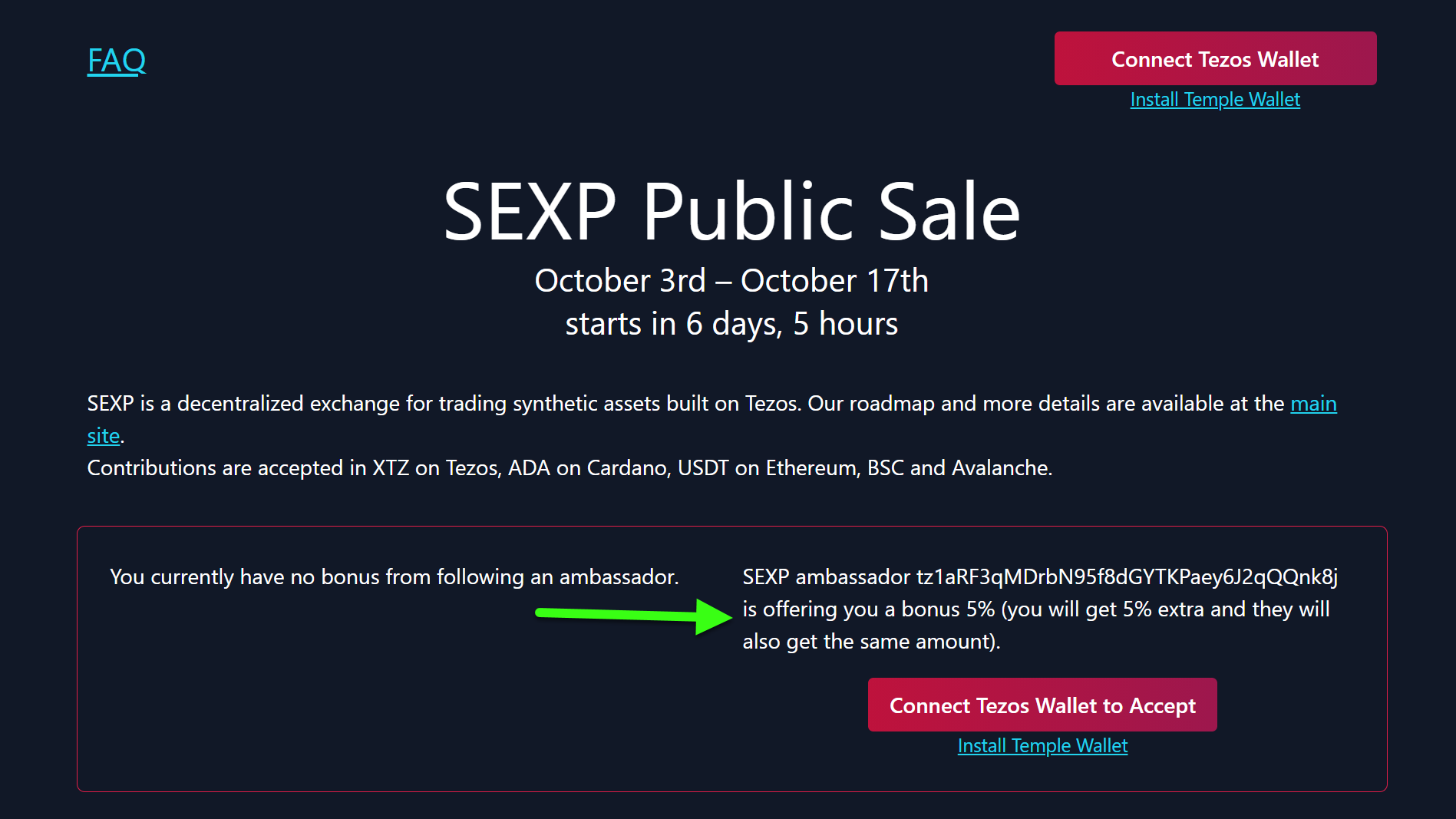 SEXP Public Sale Referral dApp