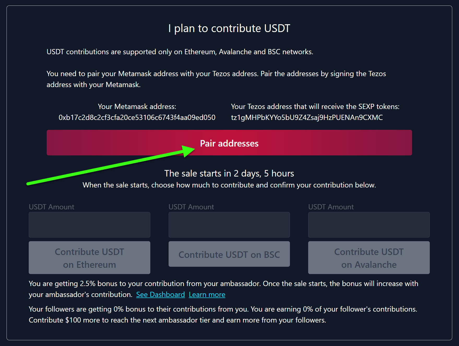 Tezos Public Sale accepting USDT from ETH, BSC, AVAX