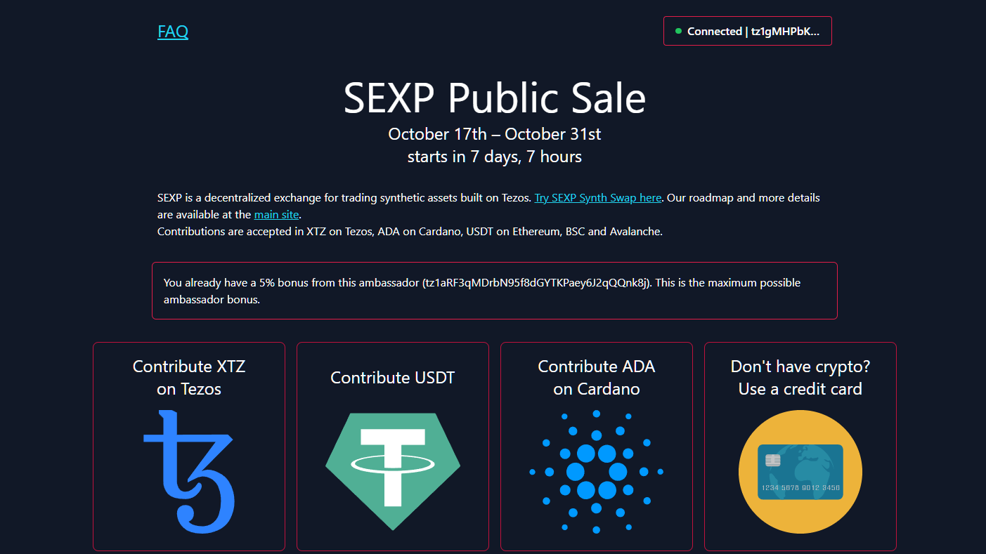 SEXP Public Sale Referral dApp